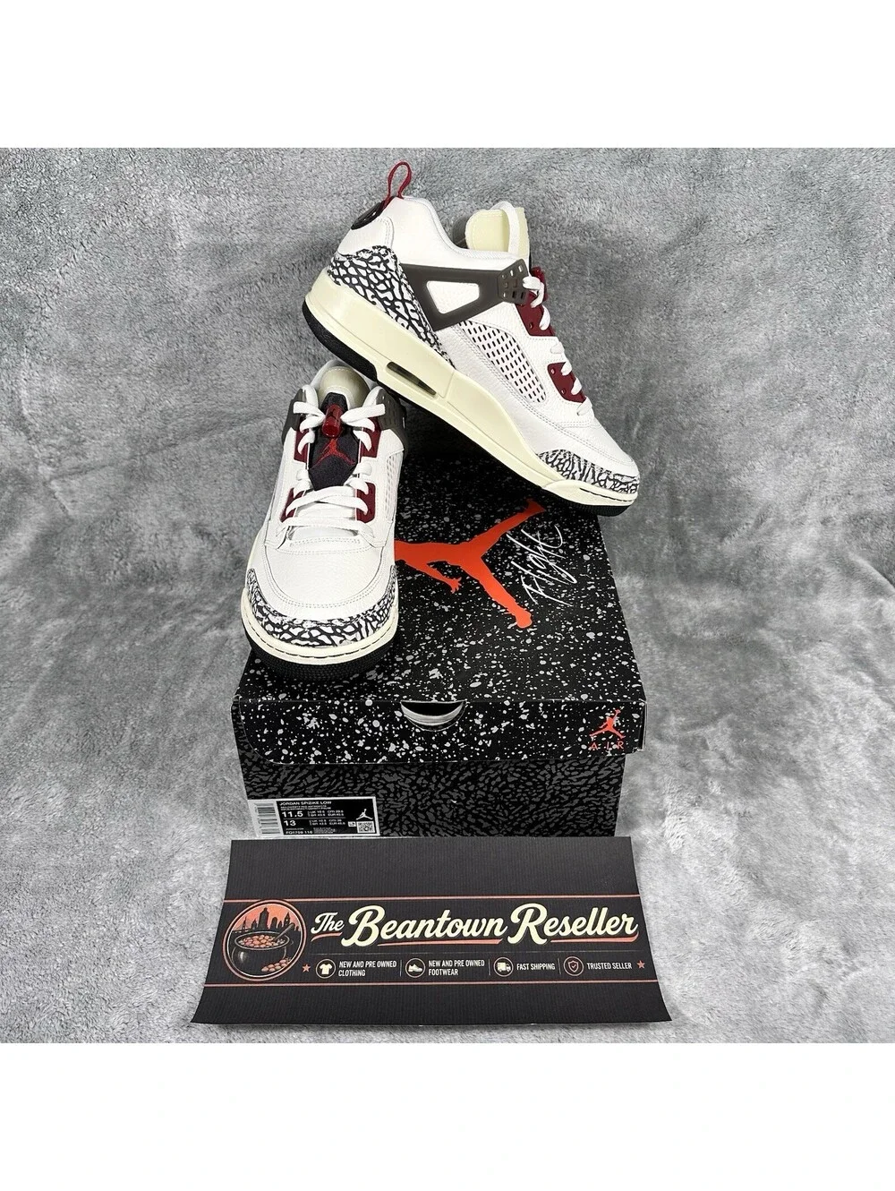 Air Jordan Men’s Size 11.5 Spizike Low Sail Anthrocite Varsity Red FQ1759-116